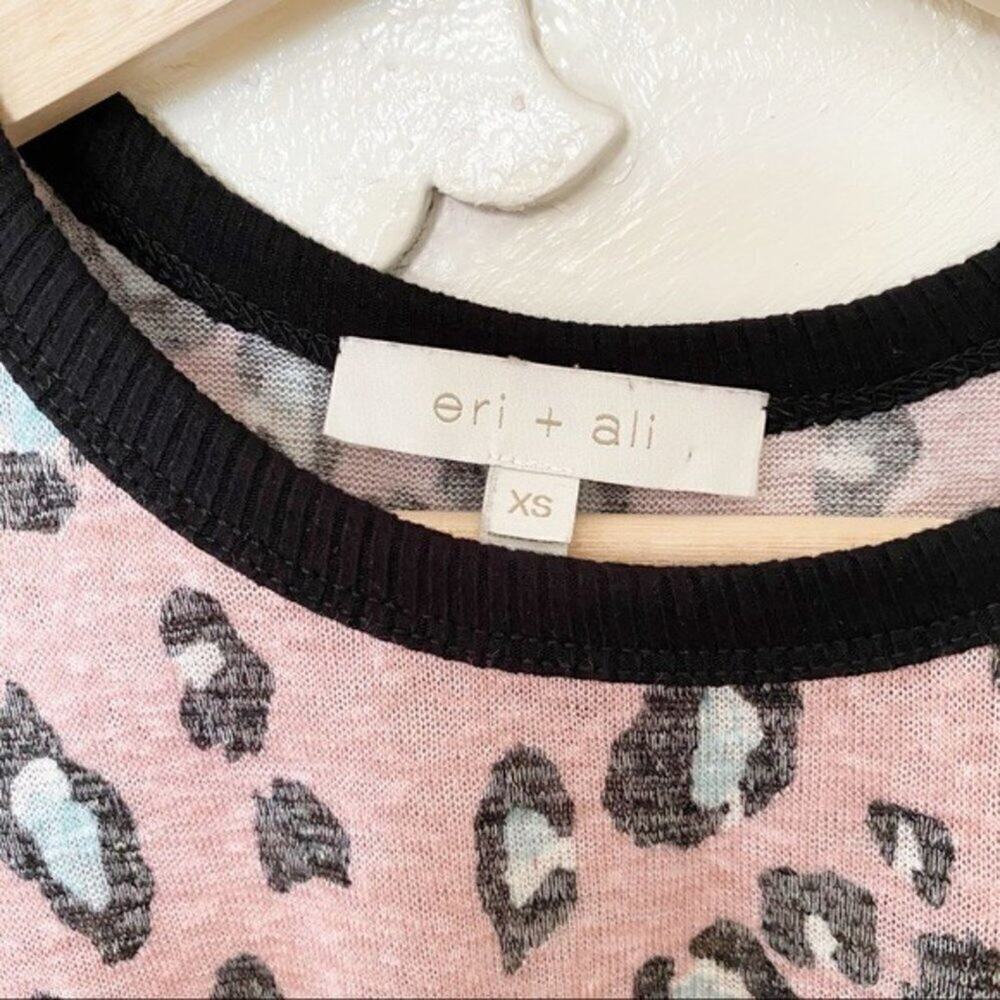 Anthro Pink Leopard Print Pattern Distressed Top - image 4